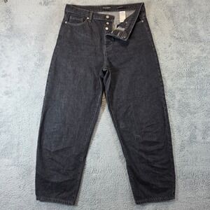 Banana Republic Ultra High Rise Barrel Leg Jeans Women 30 Button Fly Dark Wash